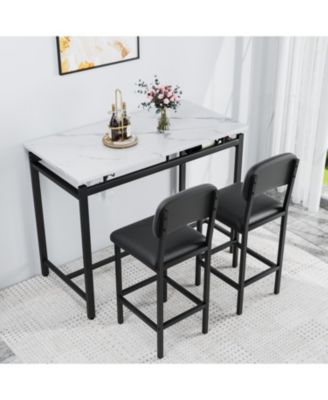 3 Piece Dining Table Set with 2 Upholstered Chairs for Kitchen or Small Apartment