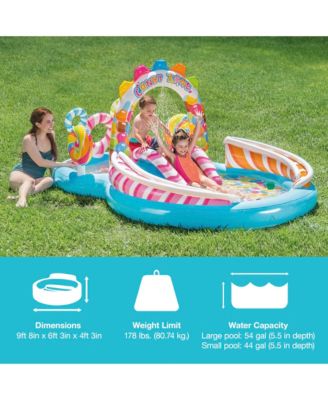 9ft x 6ft x 51in Kids Inflatable Candy Zone Play Center Pool w/ Waterslide