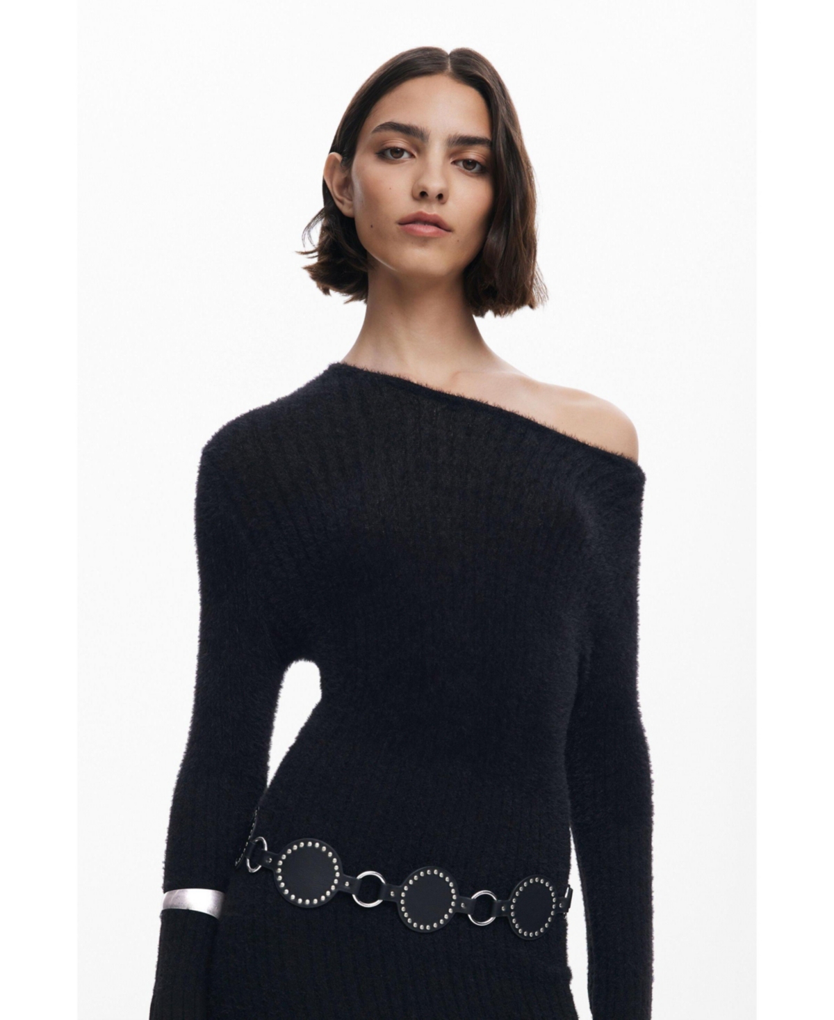 Desigual Women's Sheer Fur Dress In Black