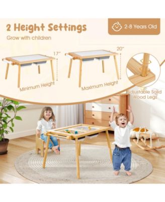 Sensory Table & Chair Set for Kids 2-8 with Foldable Bins for Sand/Water & Paper Beige