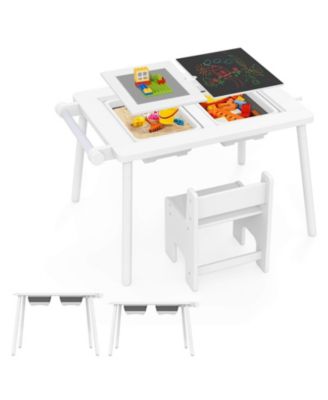 Sensory Table & Chair Set for Kids 2-8 with Foldable Bins for Sand/Water & Paper Beige