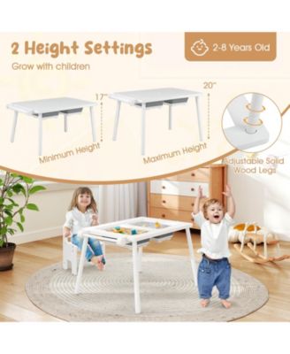 Sensory Table & Chair Set for Kids 2-8 with Foldable Bins for Sand/Water & Paper Beige