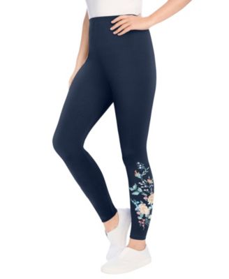 Women's Within Tall Stretch-Cotton Knit Pull-On Embroidered Leggings