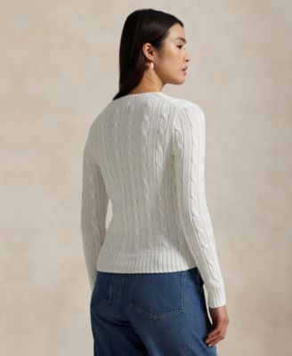 Women's Cable-Knit Cotton Crewneck Sweater