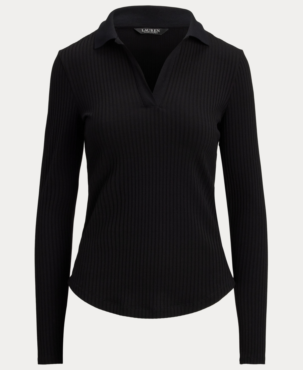 Ralph Lauren Women's Rib-knit Long-sleeve Polo Top In Brown