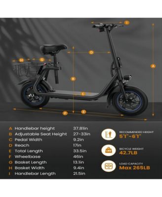 450W Electric Scooter for Unisex Adults: 265LBS MaxLoad, 22 Miles Range, 15.5MPH Top Speed, 3 Modes, Adjustable Seat, LCD Display