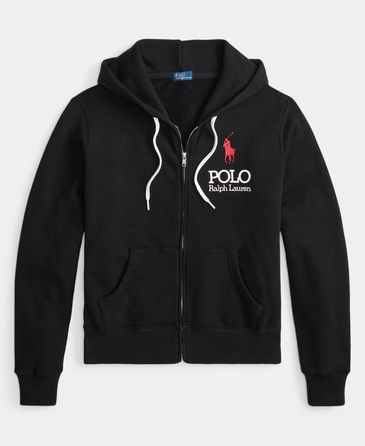 Polo Ralph Lauren Women's Big Pony Lightweight Fleece Zip Hoodie Sweatshirt In Black