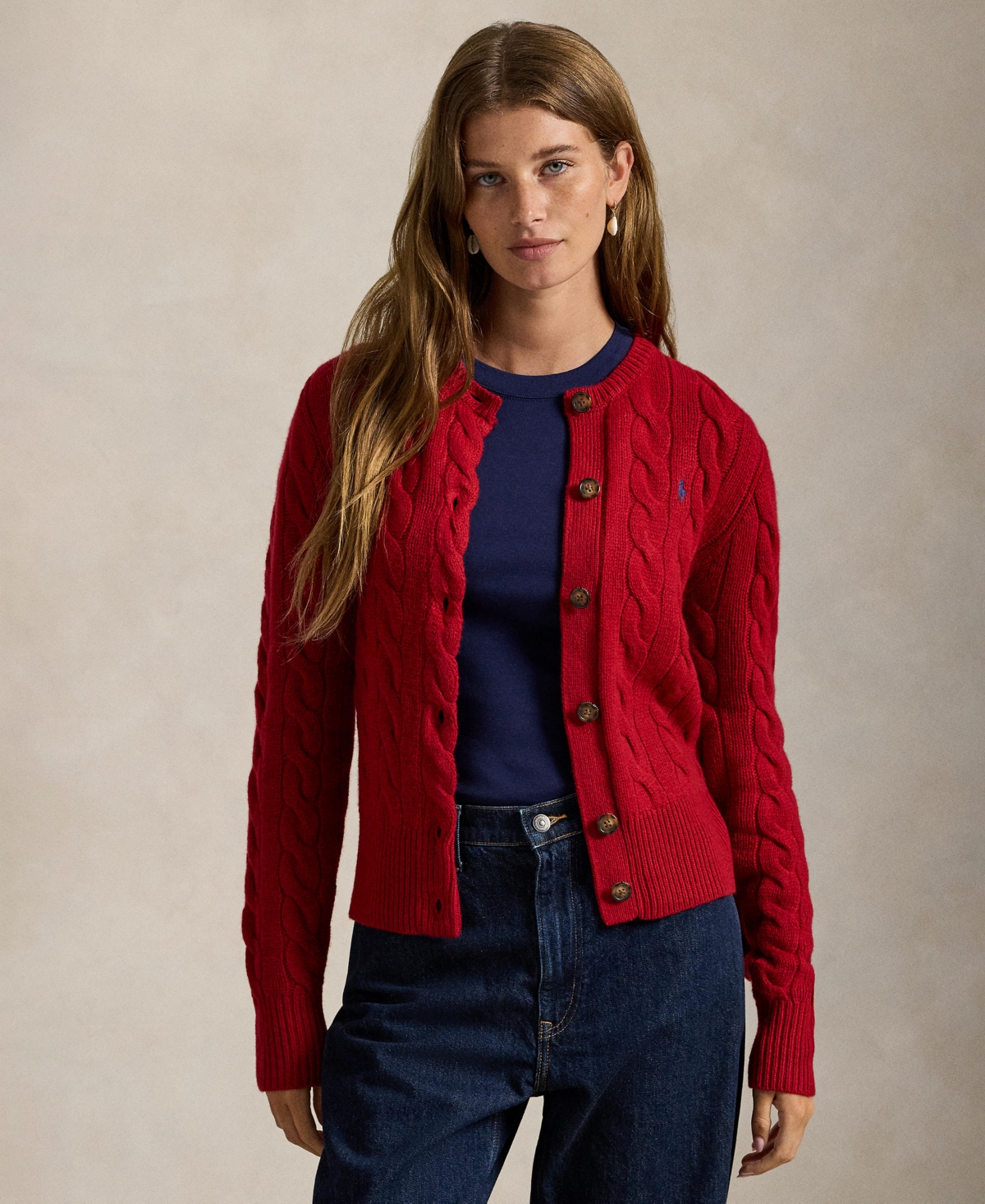 Polo Ralph Lauren Cable-knit Cardigan In Red
