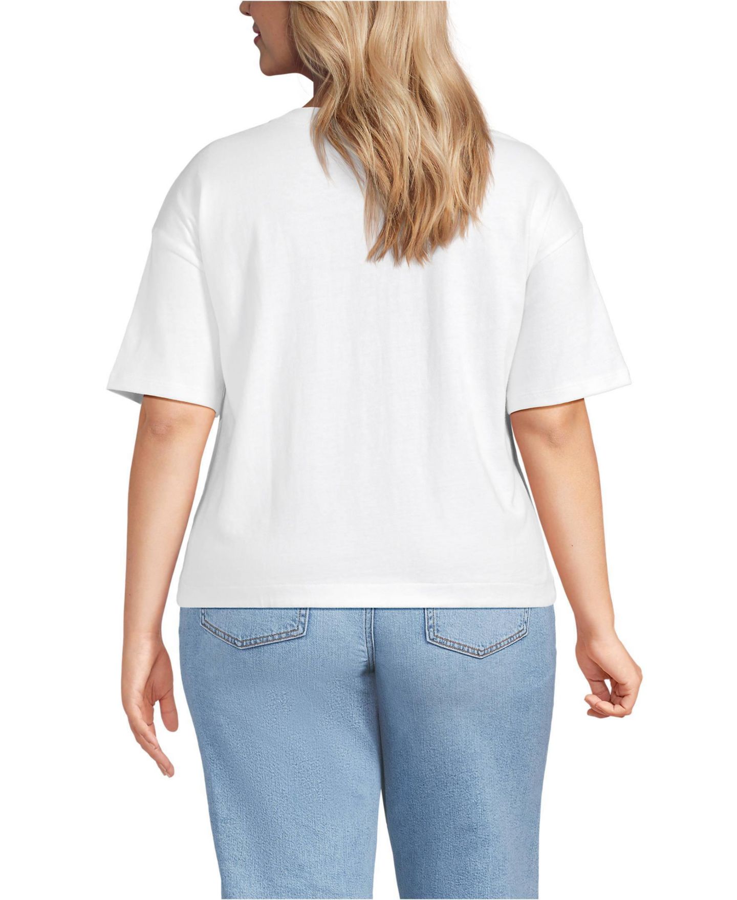 Женская футболка Lands' End Plus Size Short Sleeve Mariner, цвет: Белый — фото 2