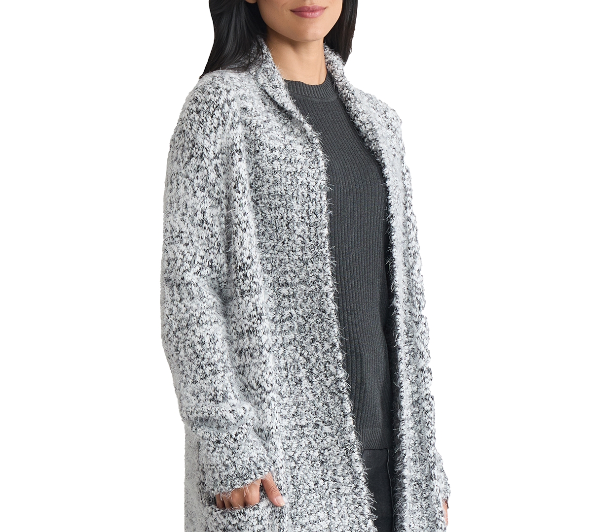 Jones New York Women's Shawl Collar Open Front Sweater