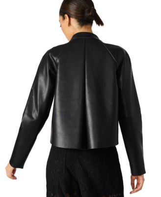 Women's Faux Leather Jett Trapeze Moto Collarless Jacket