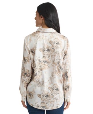 Women's Long Sleeve Button-Front T-Shirt