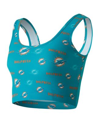 Women's Aqua Miami Dolphins Mosaic Allover Print Bralette