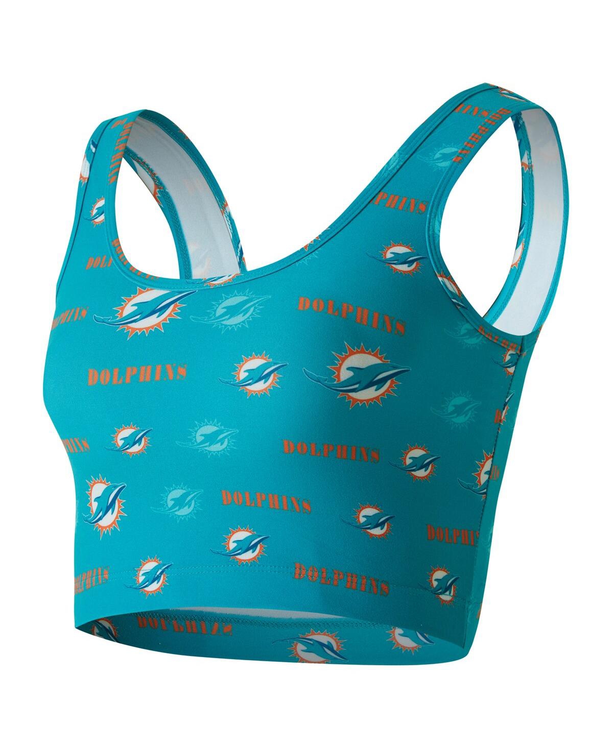 Concepts Sport Women's Aqua Miami Dolphins Mosaic Allover Print Bralette In Blue