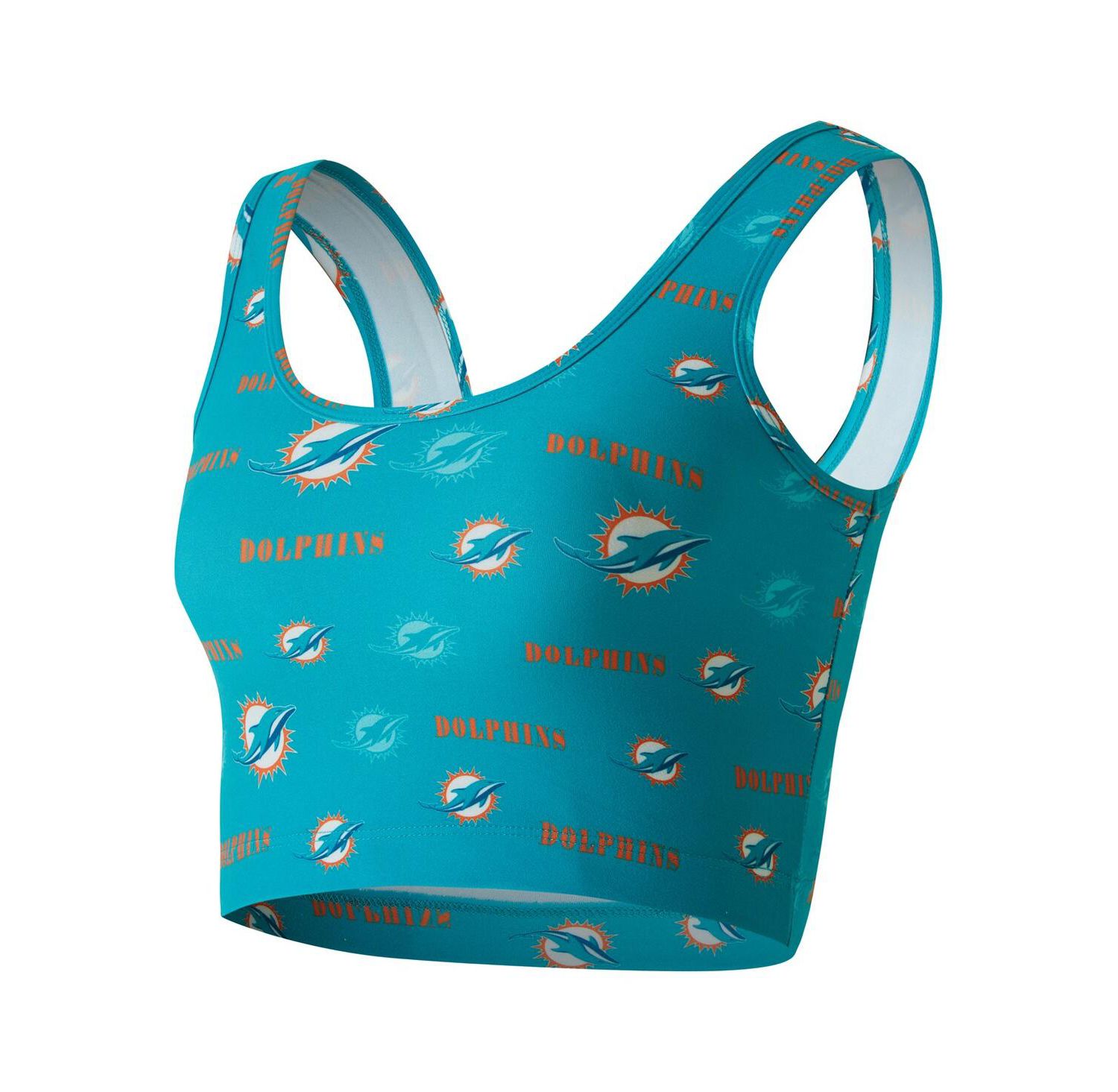 Women's Aqua Miami Dolphins Mosaic Allover Print Bralette
