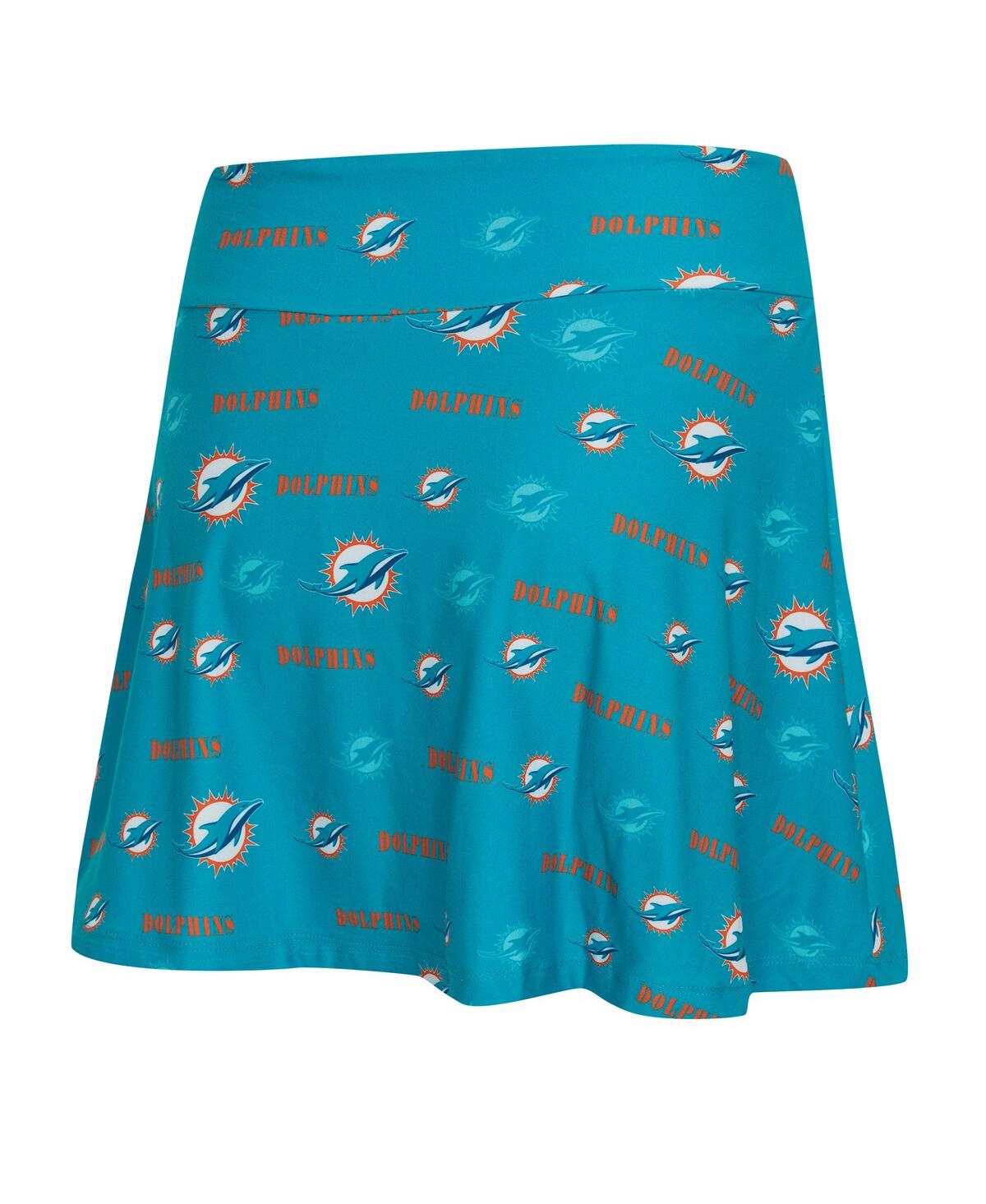 Concepts Sport Women's Aqua Miami Dolphins Mosaic Allover Print Skort In Blue