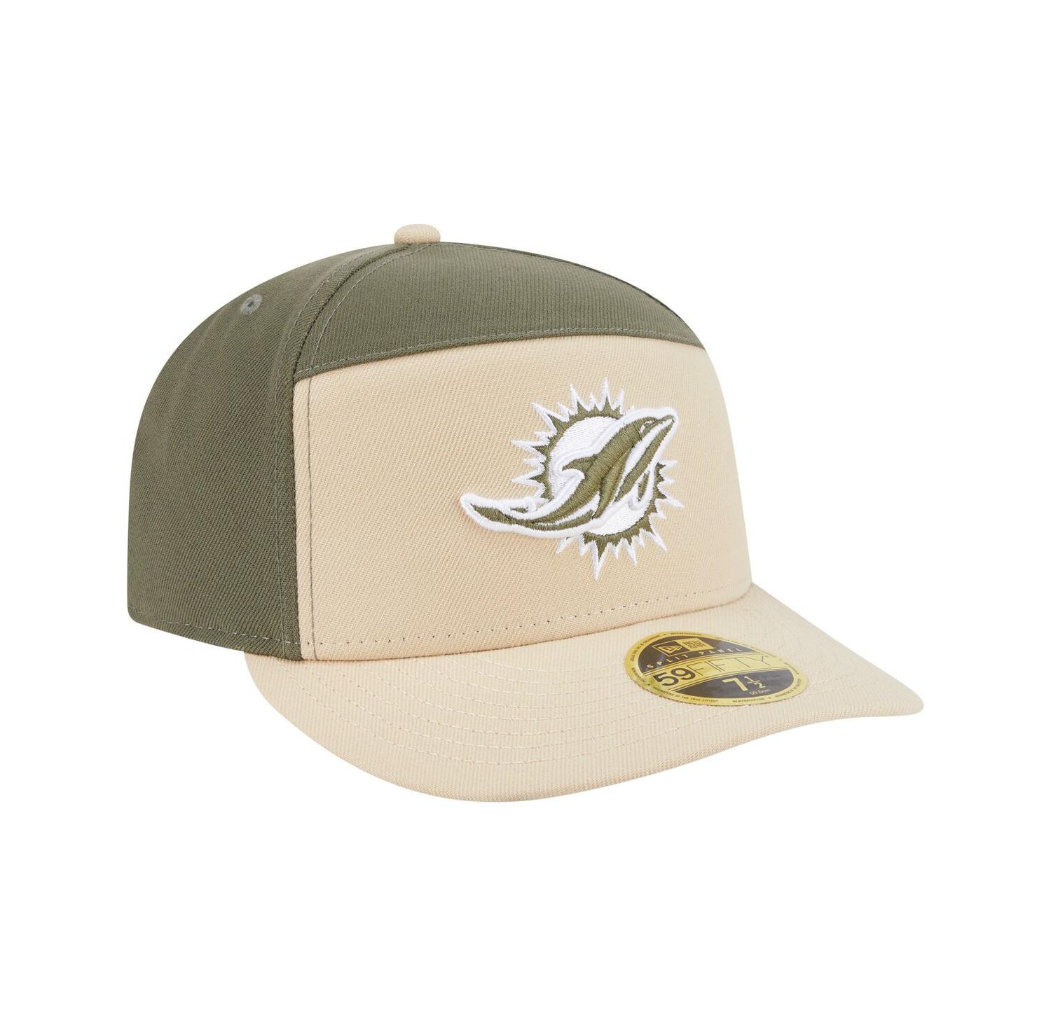 Men's Light Beige/Olive Miami Dolphins Two-Tone Color Pack Split Panel 59FIFTY Fitted Hat