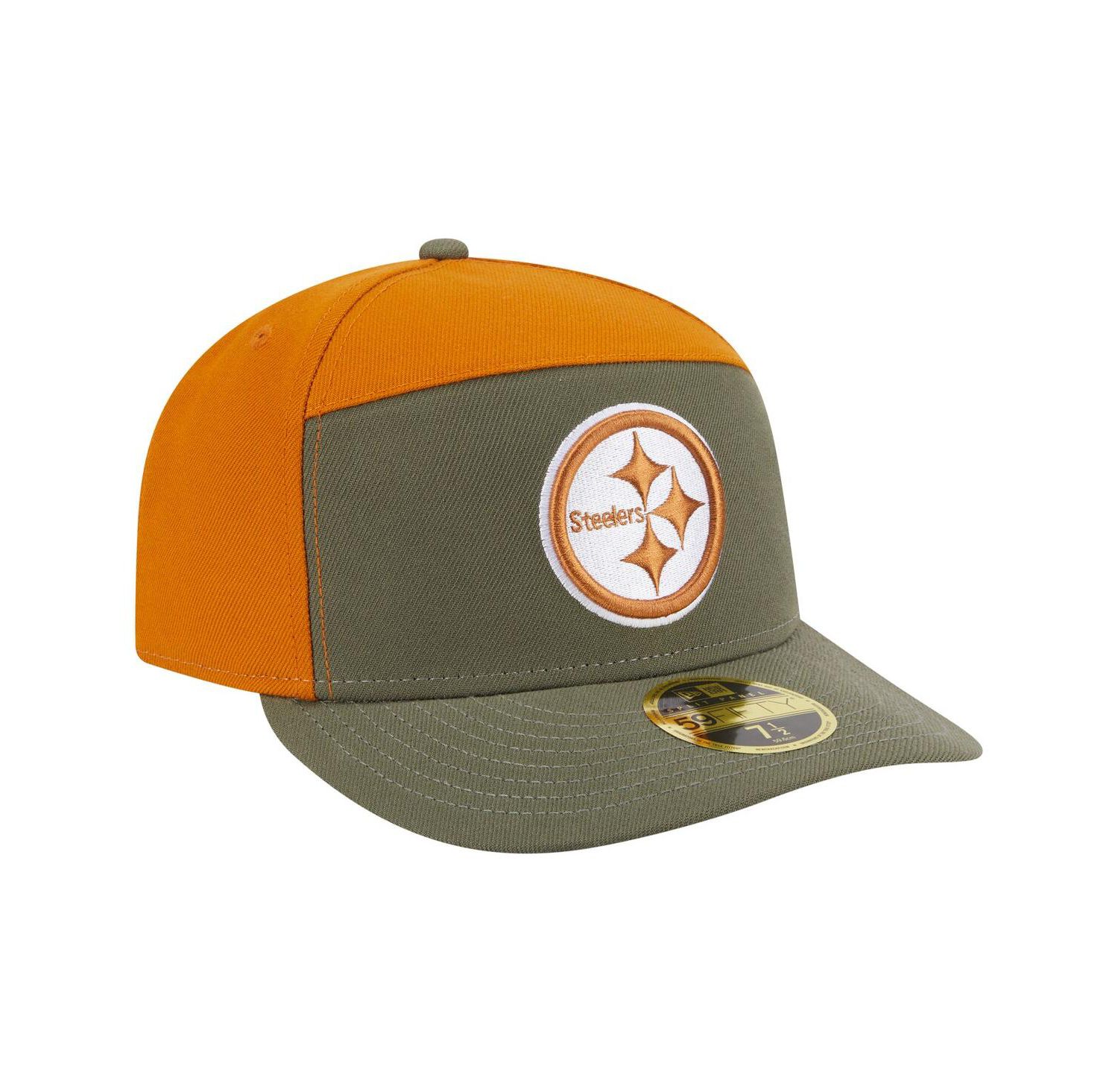 Men's Olive/Brown Pittsburgh Steelers Two-Tone Color Pack Split Panel 59FIFTY Fitted Hat