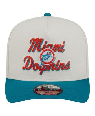 Men's Cream/Teal Miami Dolphins Chainstitch A-Frame 9FIFTY Adjustable Hat