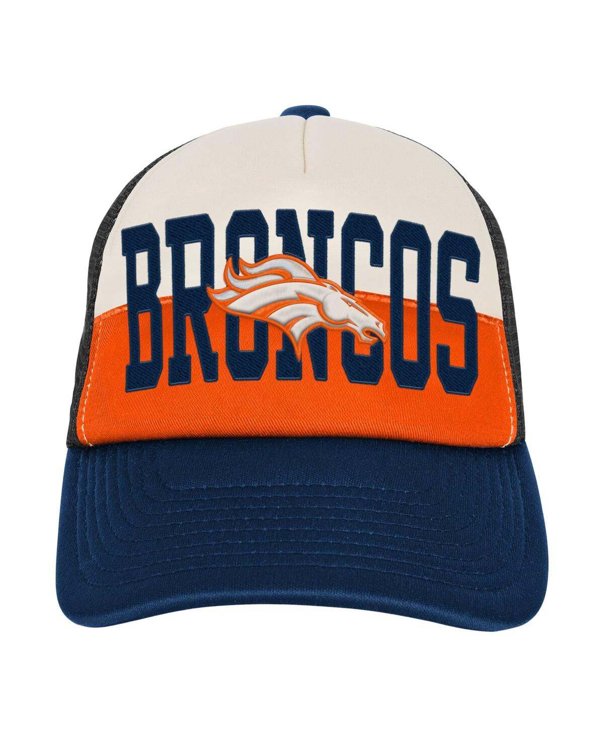 Outerstuff Big Boys And Girls White/orange Miami Dolphins Modern Fan Trucker Adjustable Hat In Black
