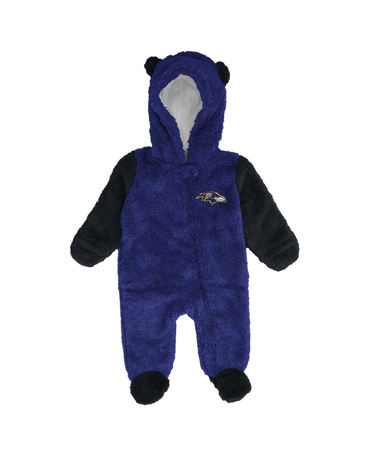 Outerstuff Baby Boys And Girls Purple Baltimore Ravens Stay Napping Fleece Bunting Full-zip Sleeper In Blue