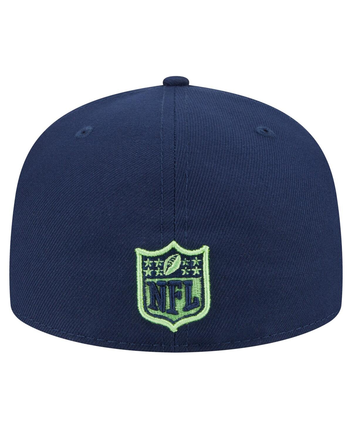 New Era Men's College Navy Seattle Seahawks Oversized 59fifty Fitted Hat In Blue