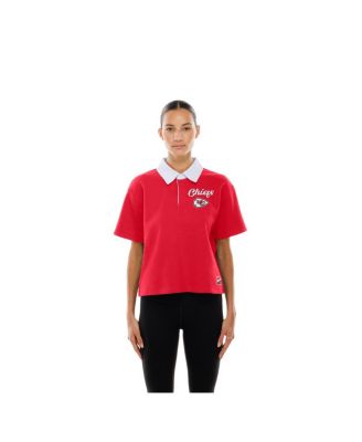 Women's Red Kansas City Chiefs Throwback Boxy Cropped Polo Shirt