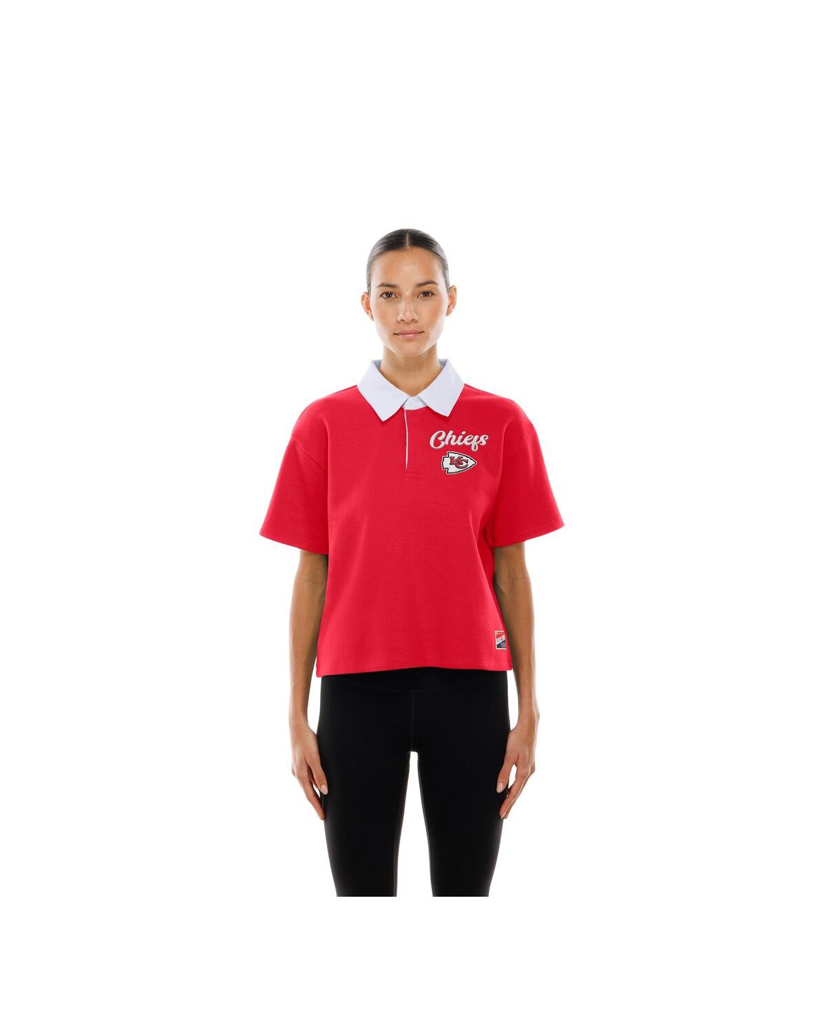 New Era Women's Red Kansas City Chiefs Throwback Boxy Cropped Polo Shirt In Red