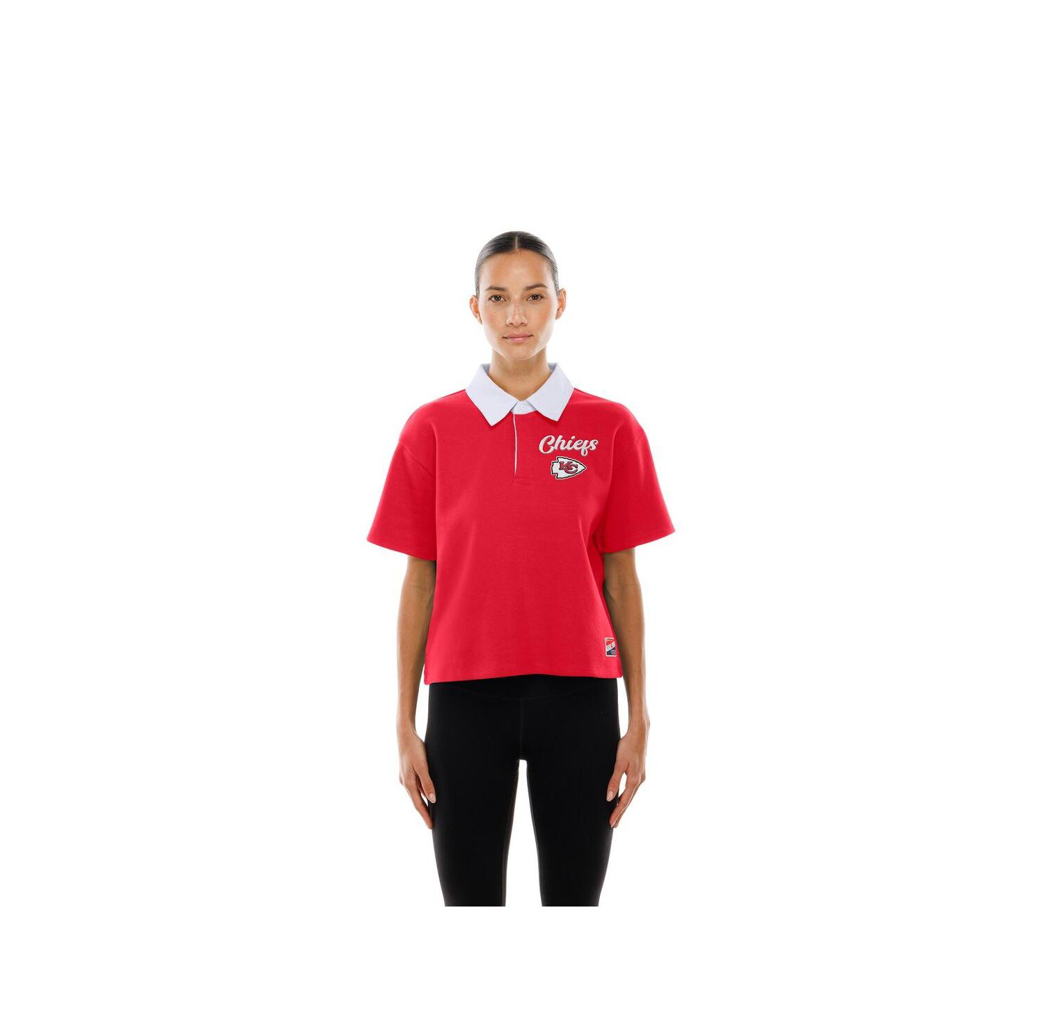 Women's Red Kansas City Chiefs Throwback Boxy Cropped Polo Shirt