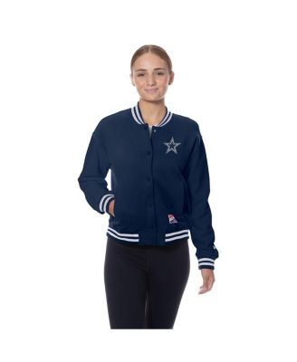 Women's Navy Dallas Cowboys Throwback Fleece Full-Snap Jacket