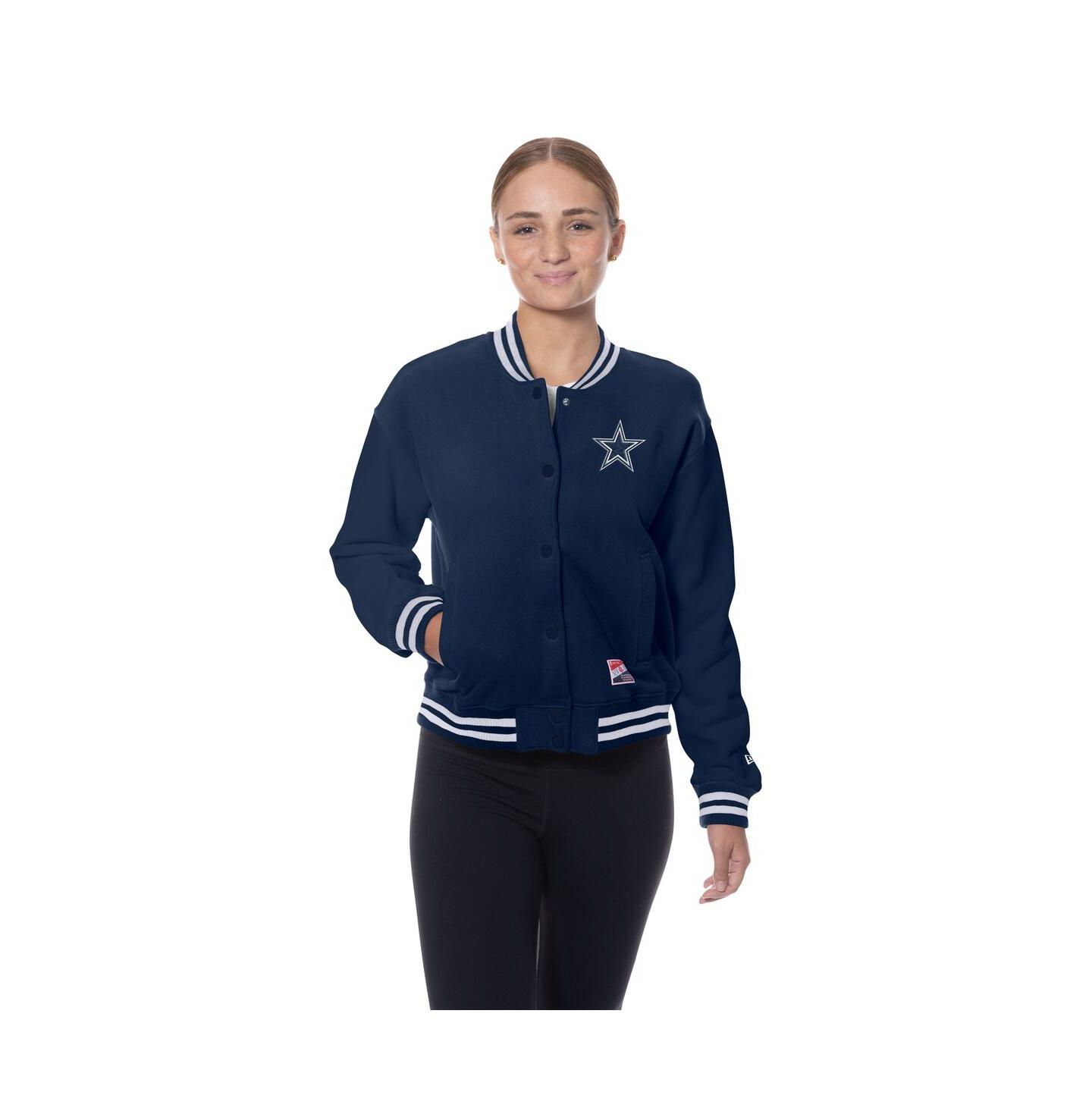 Женская куртка New Era Navy Dallas Cowboys Throwback Fleece Full-Snap — фото 3