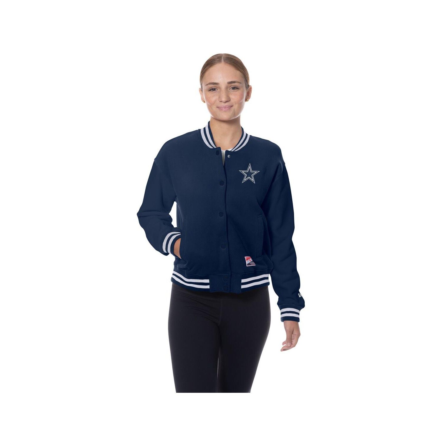 Women's Navy Dallas Cowboys Throwback Fleece Full-Snap Jacket