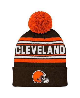 Big Boys and Girls Brown Cleveland Browns Jacquard Tassel with Pom Knit Hat