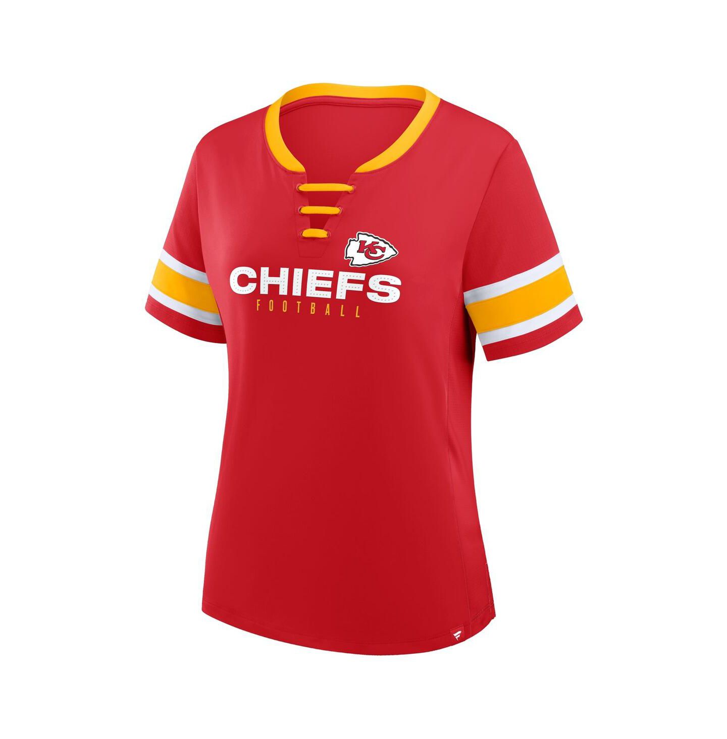 Женская футболка Fanatics Red Kansas City Chiefs Plus Size Red Zone Athena Lace-Up V-Notch Neck — фото 3