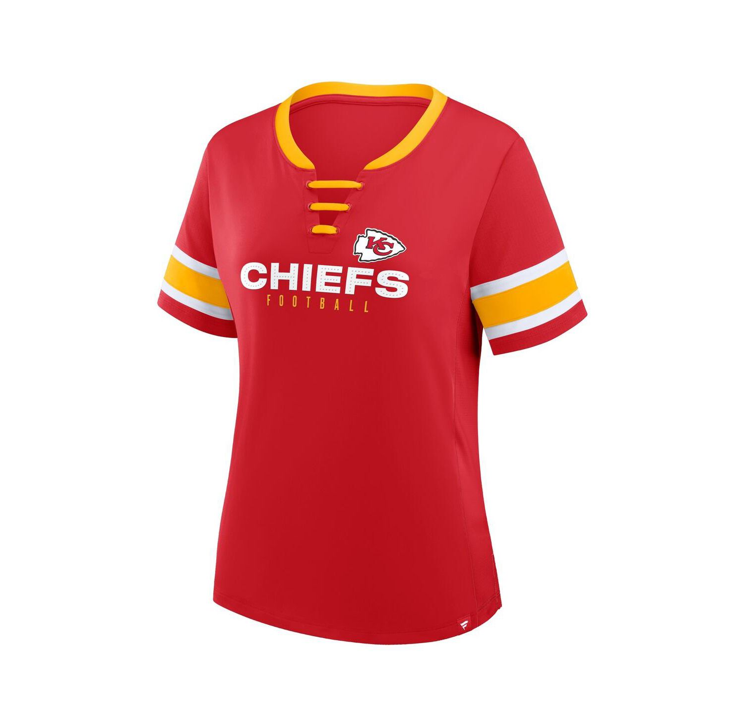 Women's Red Kansas City Chiefs Plus Size Red Zone Athena Lace-Up V-Notch Neck T-Shirt