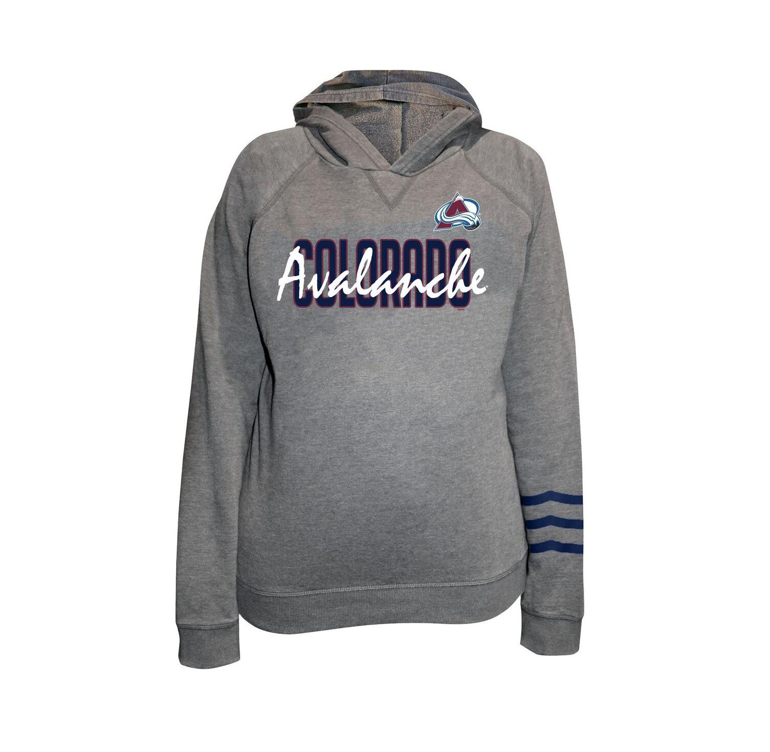 Women's Heather Gray Colorado Avalanche Plus Size Lightweight Fleece Raglan Pullover Hoodie