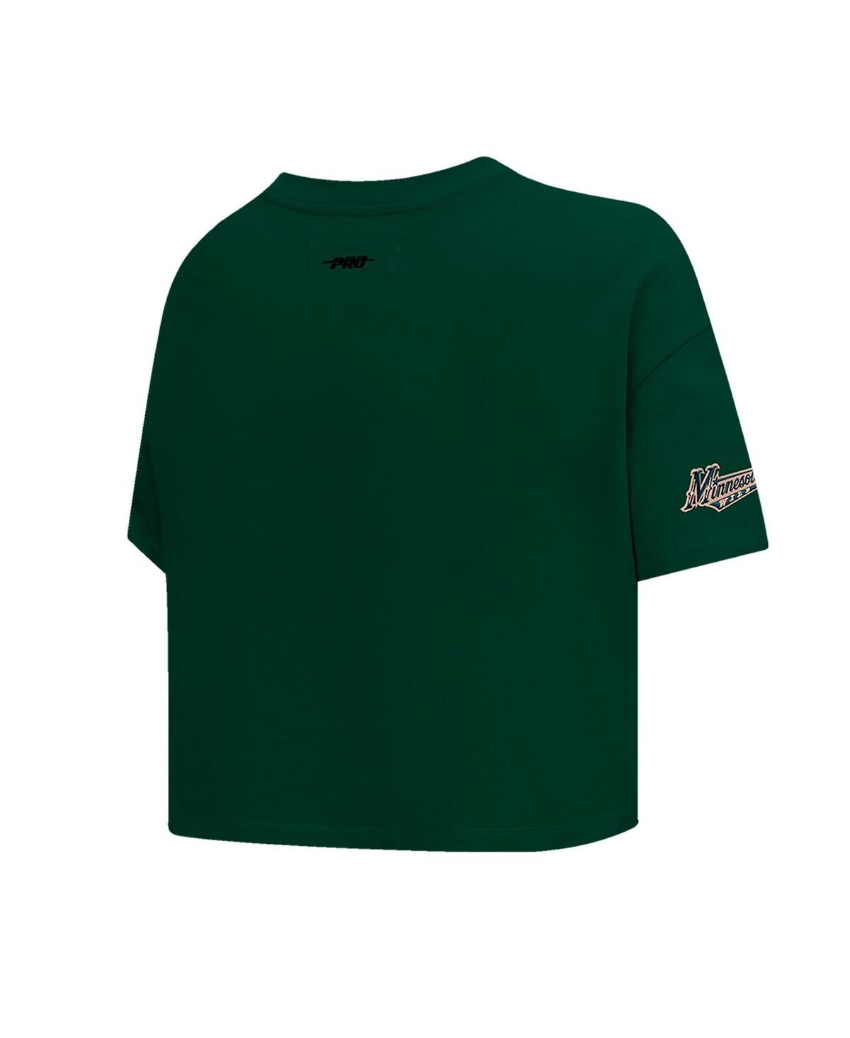 Pro Standard Women's Green Minnesota Wild Boxy Script Tail Cropped T-shirt In Green