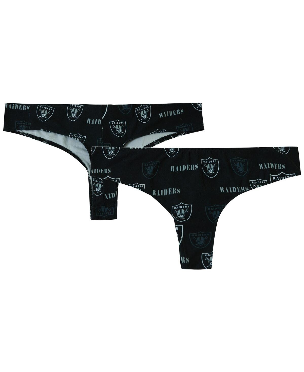 Concepts Sport Women's Black Las Vegas Raiders Mosaic All Over Print Thong