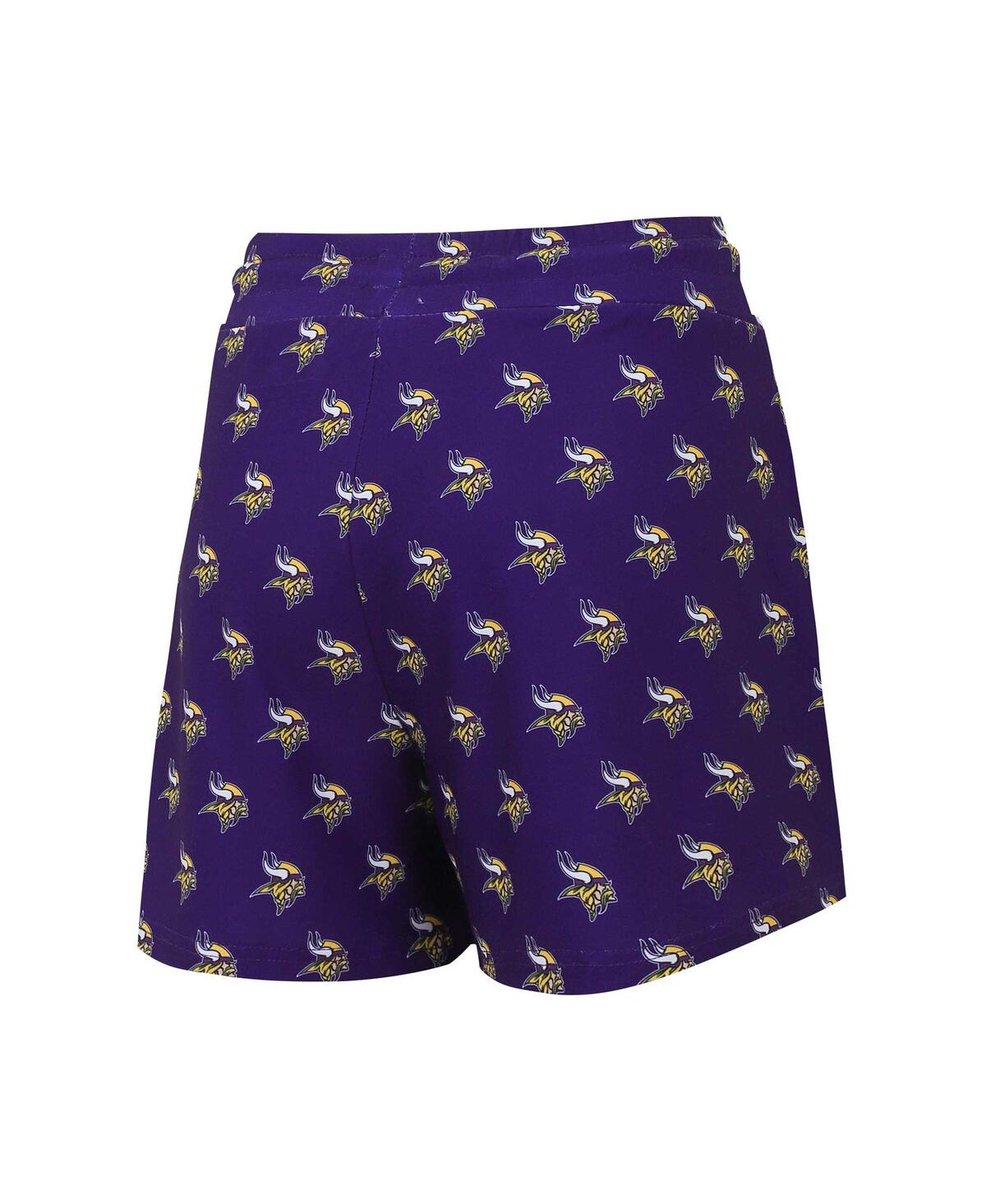 Concepts Sport Women's Minnesota Vikings Gauge Allover Print Cropped Tank Top Shorts Sleep Set In Blue