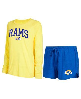 Concepts Sport - Women's Royal/Gold Los Angeles Rams Raglan Long Sleeve Top Shorts Lounge Set
