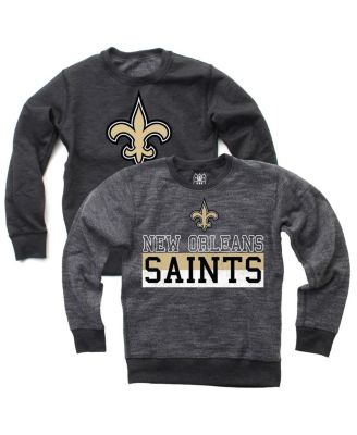 Wes & Willy - Big Boys and Girls Black New Orleans Saints Reversible Fleece Pullover Sweatshirt