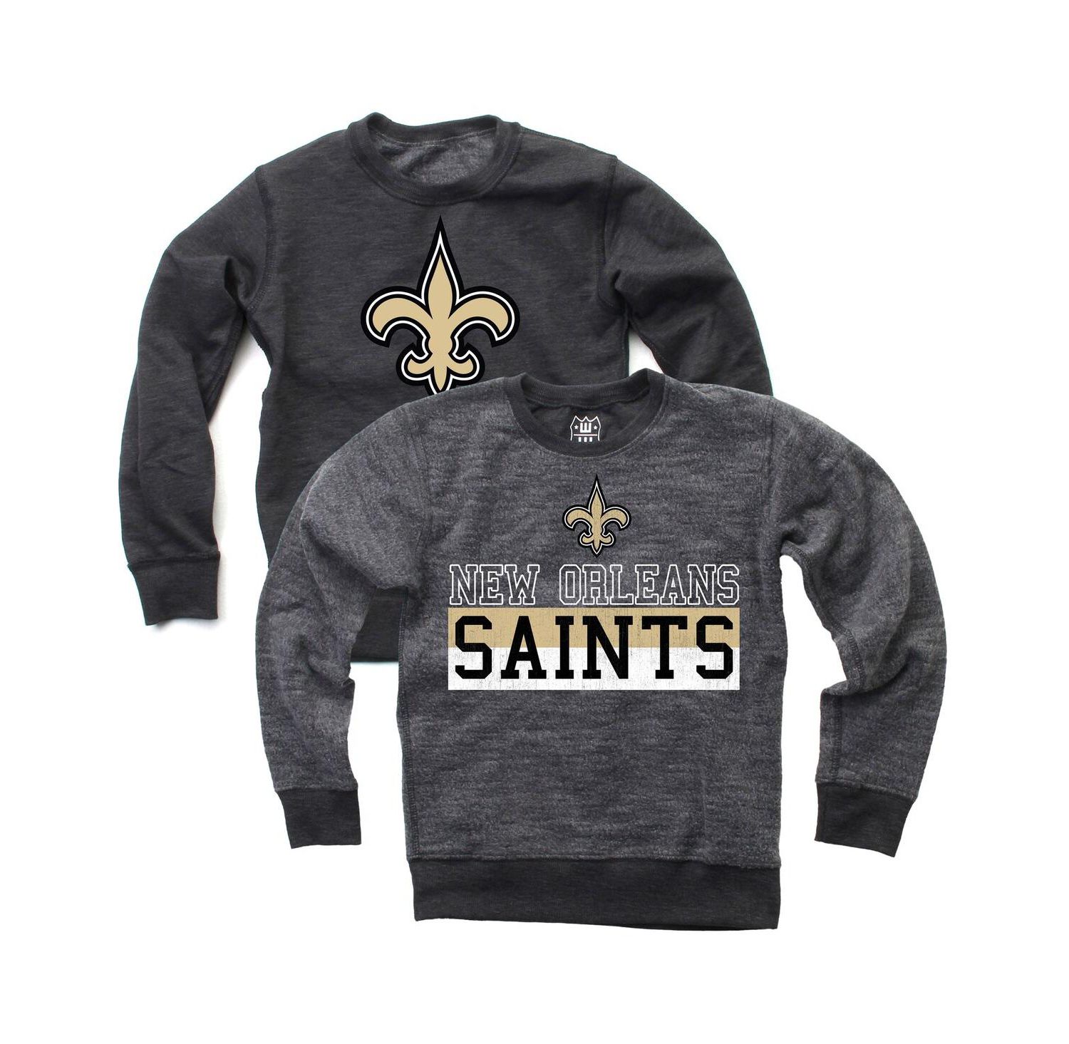 Wes Willy Big Boys and Girls Black New Orleans Saints Reversible Fleece Pullover Sweatshirt