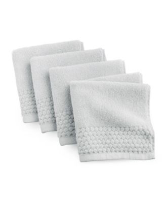 The Bath House Spa 100% Cotton 4-Pack Washcloth Set, 13" x 13" - Gray, Washcloth Set