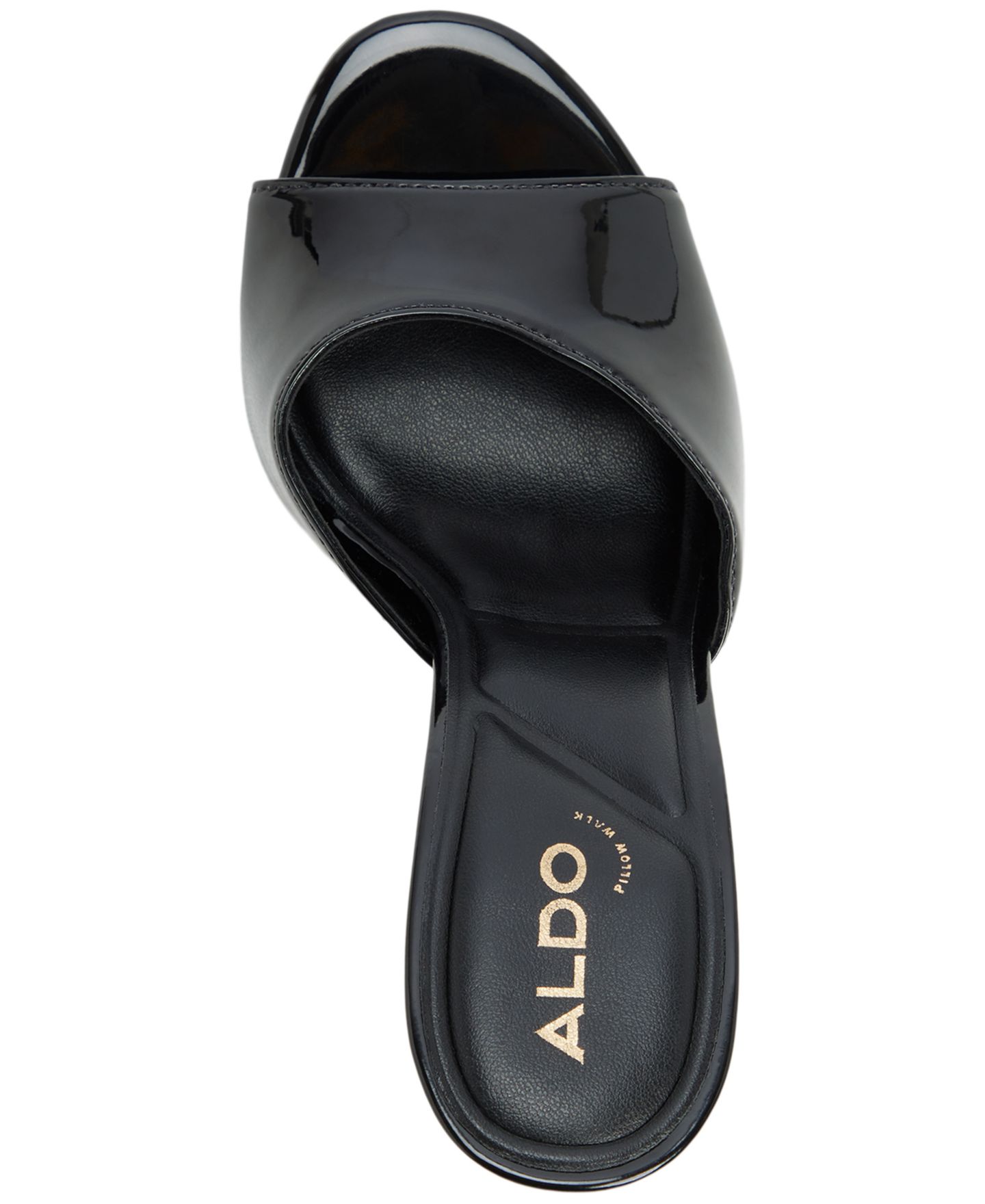 Женские сандалии ALDO Rivieraa Slip-On Round Toe Dress Sandals, цвет: Чёрный лаковый — фото 4