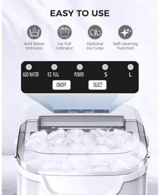 Countertop Ice Maker Machine, 8 Ice Cubes in 6 mins, 26lb/Day Ice with 2 Sizes- Portable Mini, Basket/Scoop for Home/Party/Bar