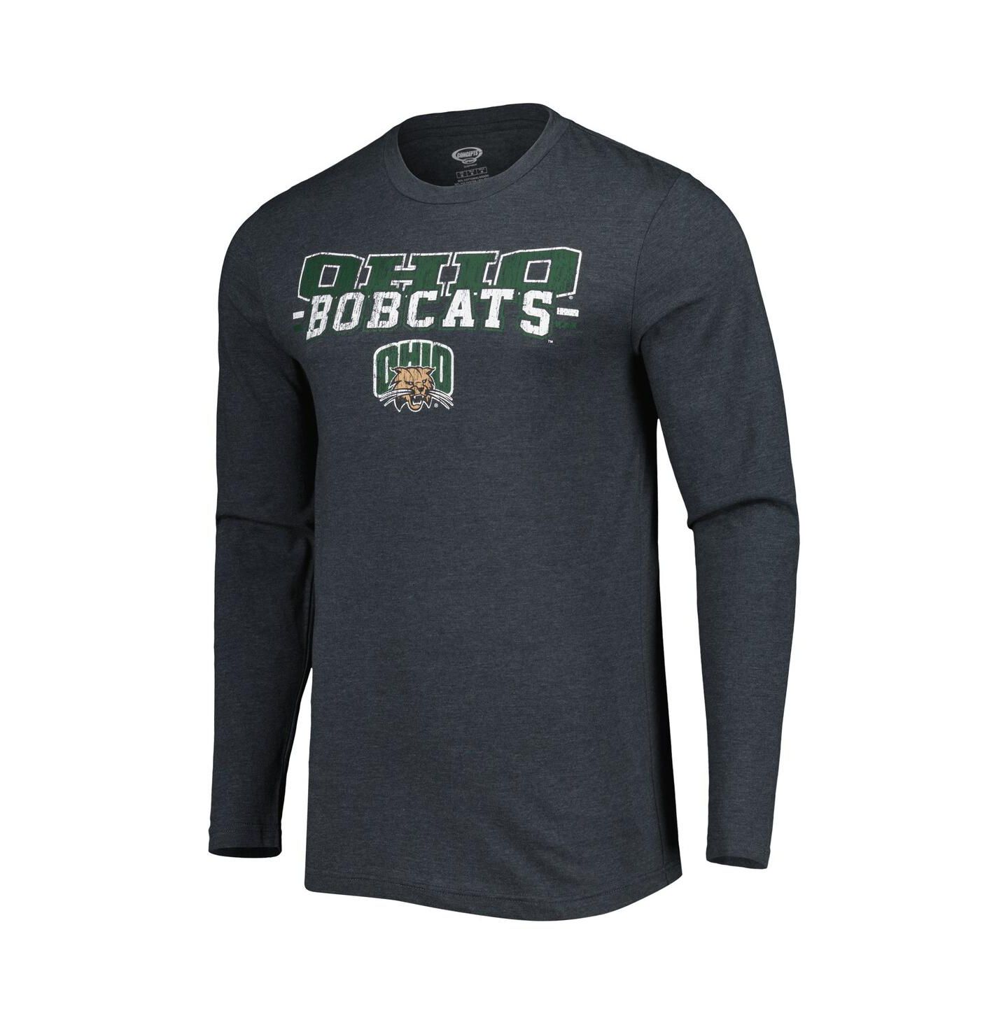 Мужские пижамы Concepts Sport Men's Green/Charcoal Ohio Bobcats Meter Long Sleeve Top and Pants Sleep Set — фото 3