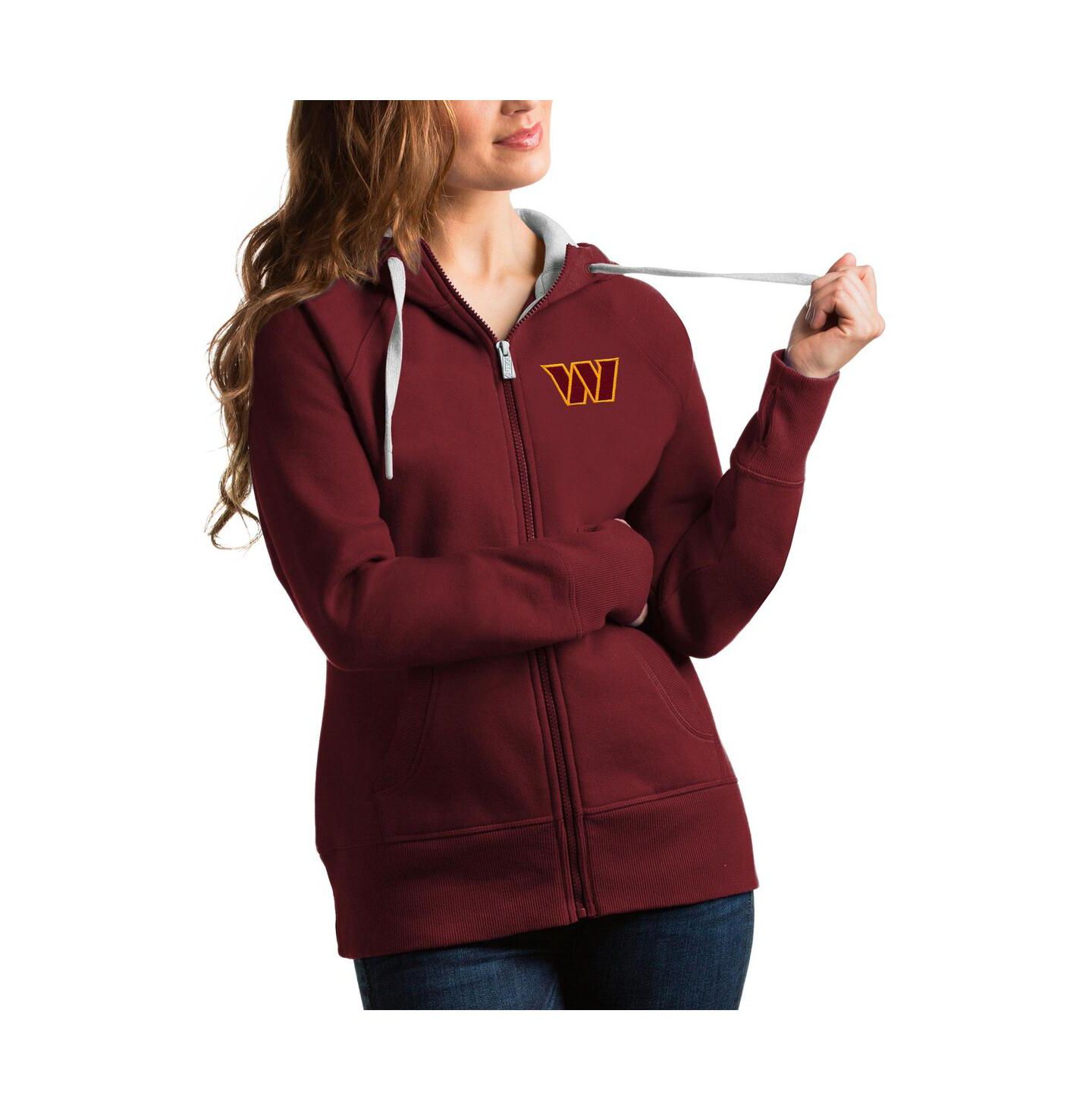 Женское худи Antigua Burgundy Washington Commanders Victory Full-Zip — фото 1