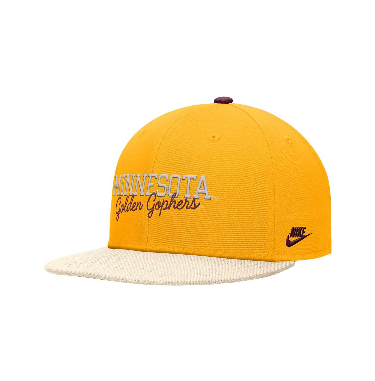 Мужская кепка Nike Gold Minnesota Golden Gophers Vintage Script Pro Dri-FIT Snapback Hat — фото 1