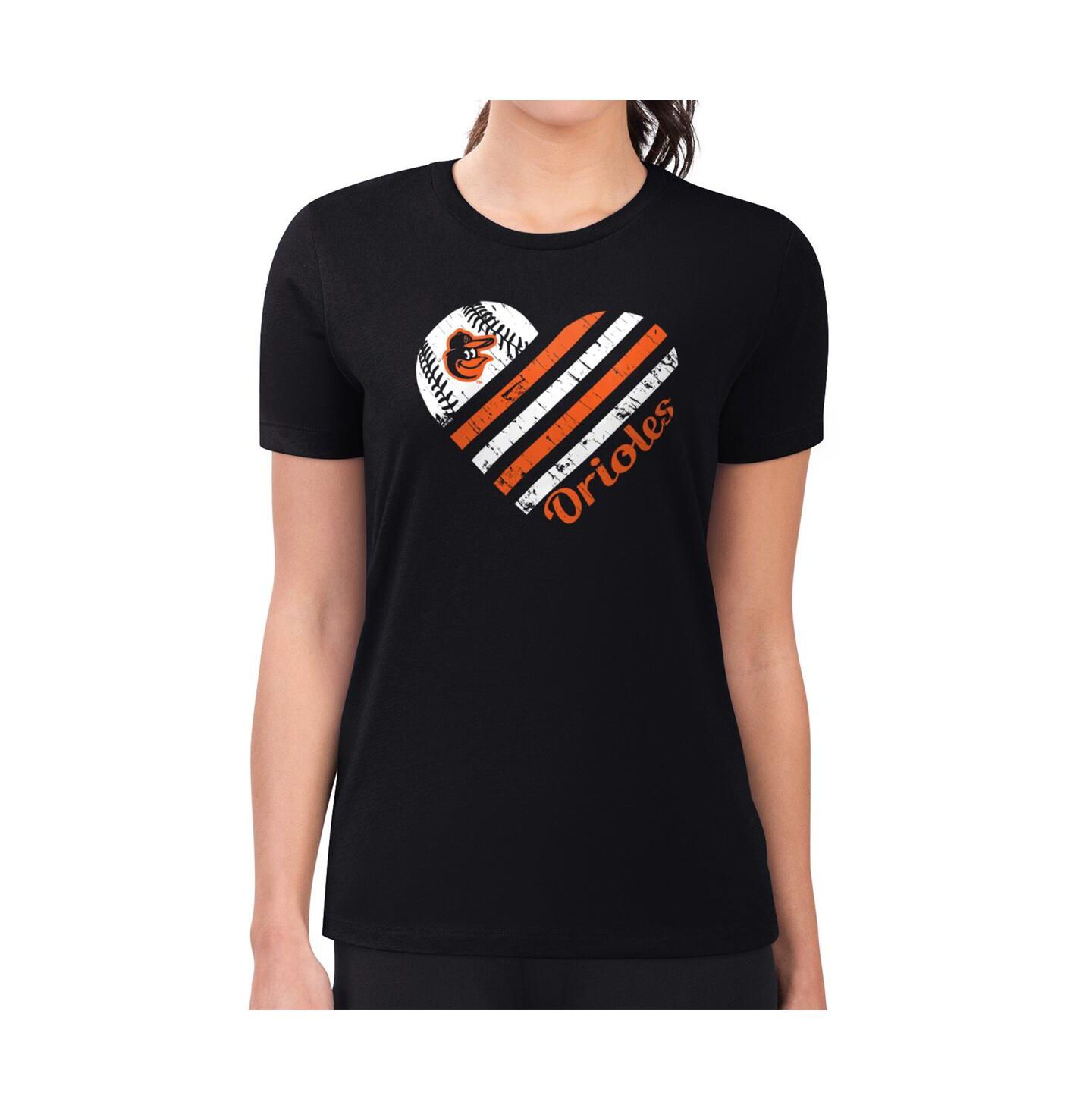 Женская футболка G-III 4Her by Carl Banks Black Baltimore Orioles Super-Slim Fit Lightweight Heart Graphic — фото 4