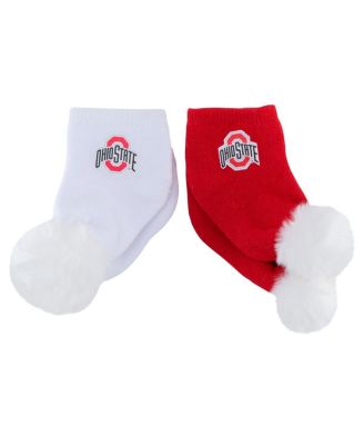 ZooZatz - Baby Boys and Girls Ohio State Buckeyes Two-Pack Pom Socks